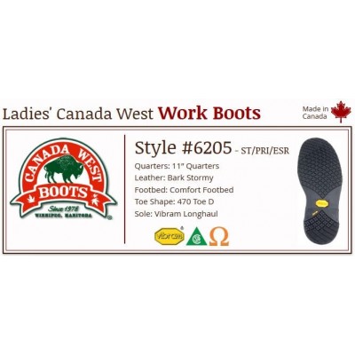 Bark Stormy 11" 6205 Ladies Canada West Work Boots