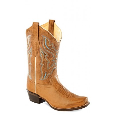 Old West -Light Brown Ladies Medium Square Toe Boot - 18006