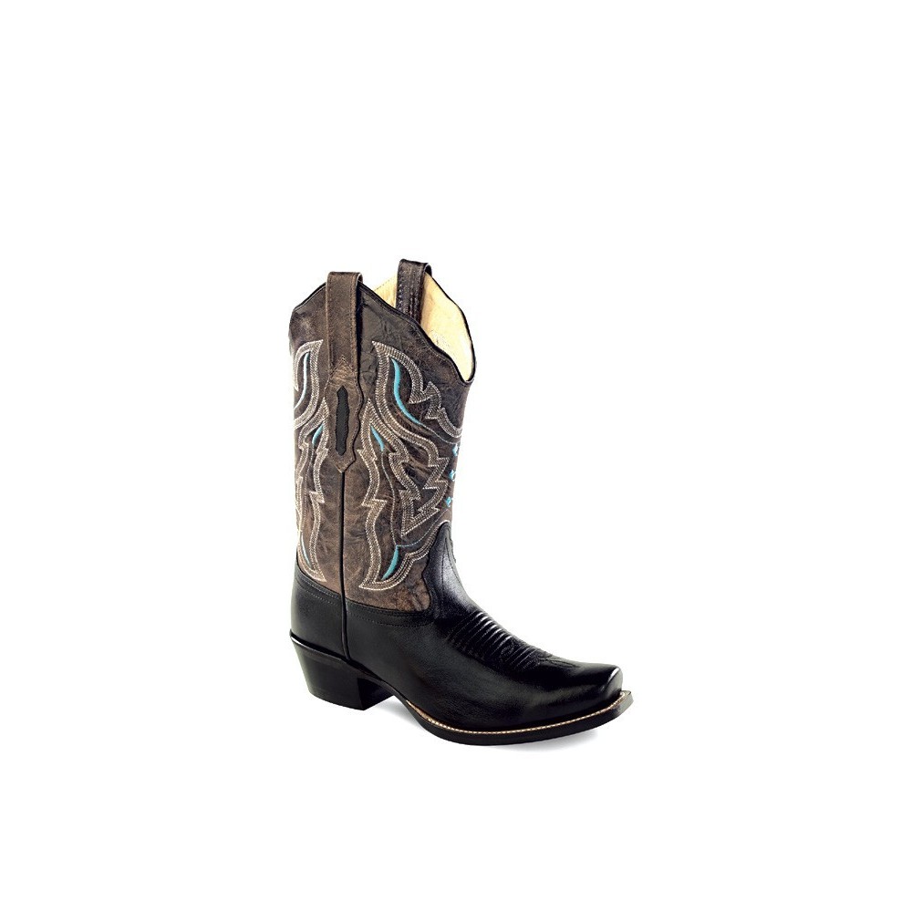 Old West 18008 Ladies Black Foot/Grey Crackle Shaft Fashion Boots