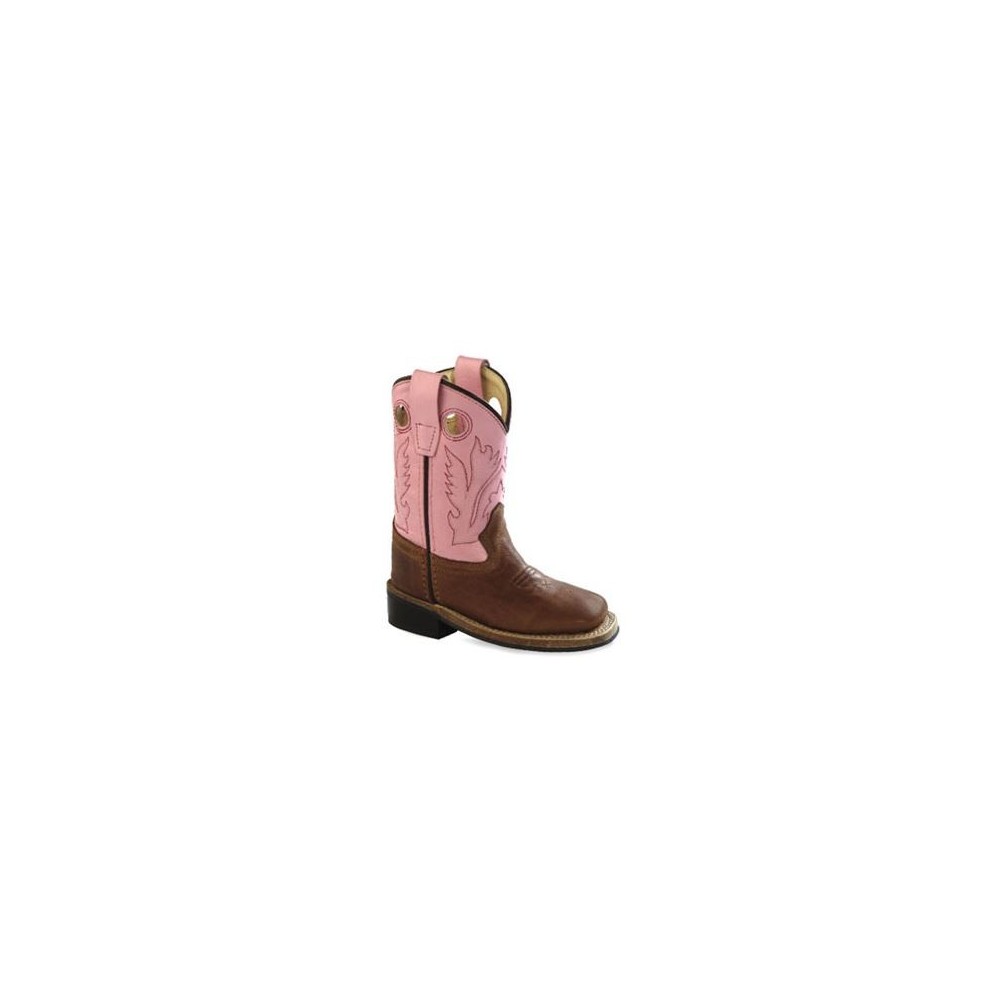 Jama Old West Toddlers' Canyon Brown & Pink Western Boot with Square Toe (BSI1839)