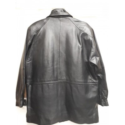 Mens Black Casual Leather Jacket with Zipout Liner