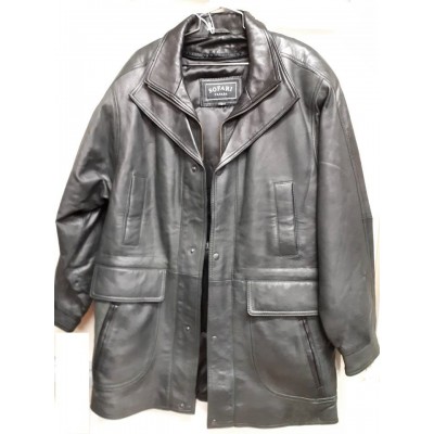 Mens Soft Casual Grey Leather Jacket with brown collar- Zipout Liner