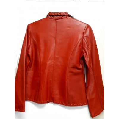Ladies tiedown leather jacket Red