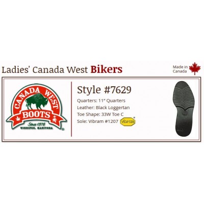 Black Loggertan 11" 7629 Ladies Canada West Bikers