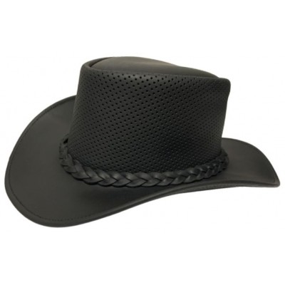 Black Leather Cowboy Hat -...