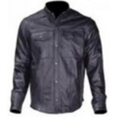 SNAP FRONT  LEATHER SHIRT