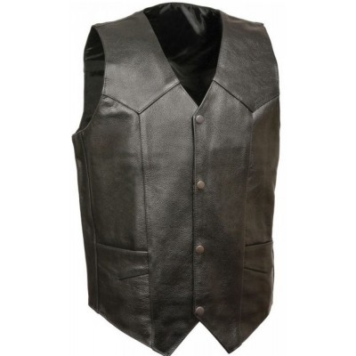 1310 Black Buff Leather Vest