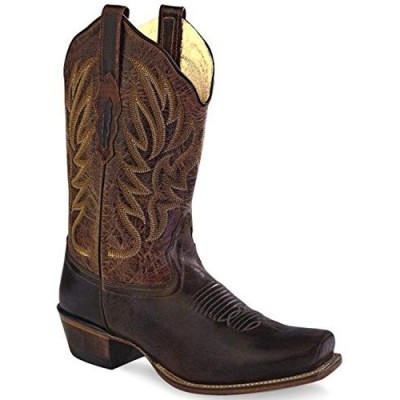 Old West Dark Brown -Brown Ladies Medium Square Toe Boot - 18002