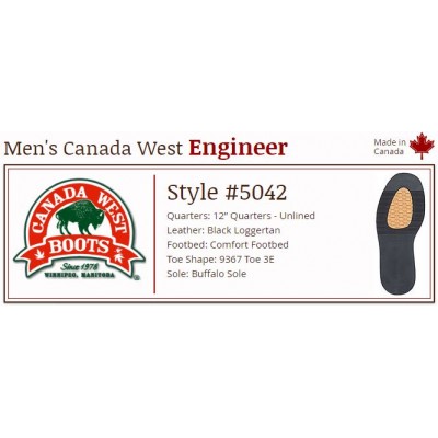 Black Loggertan Engineer 12" 5042 Canada West Enginees