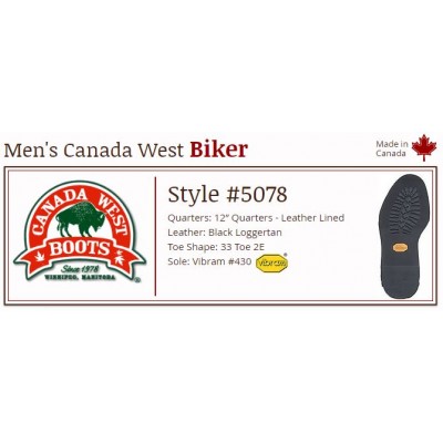 Black Loggertan 12" 5078 Canada West Bikers