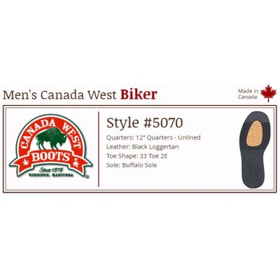 Black Loggertan 12" 5070 Canada West Bikers