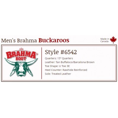 Tan Buffaloco/Barcelona Brown/Rawhide 6542 Canada West Brahma Buckaroos