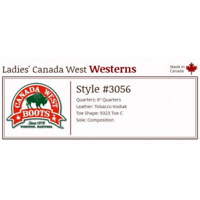 Tobacco Kodiak 6" 3056 Ladies Canada West Westerns