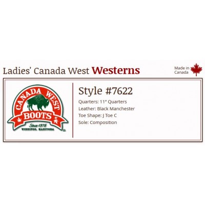 Black Manchester 11" 7622 Ladies Canada West Westerns