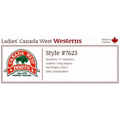 Crazy Bayou 11" 7623 Ladies Canada West Westerns