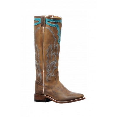 Boulet Ladies 16" Stovepipe Golden West Turqueza Wide Square Toe Boot 6205