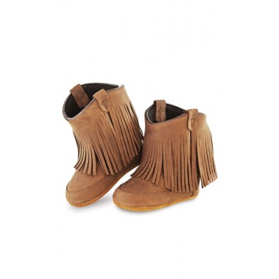 Jama Old West Poppets - Infant Boots 10045 Chocolate Nubuck Western Infant Booties