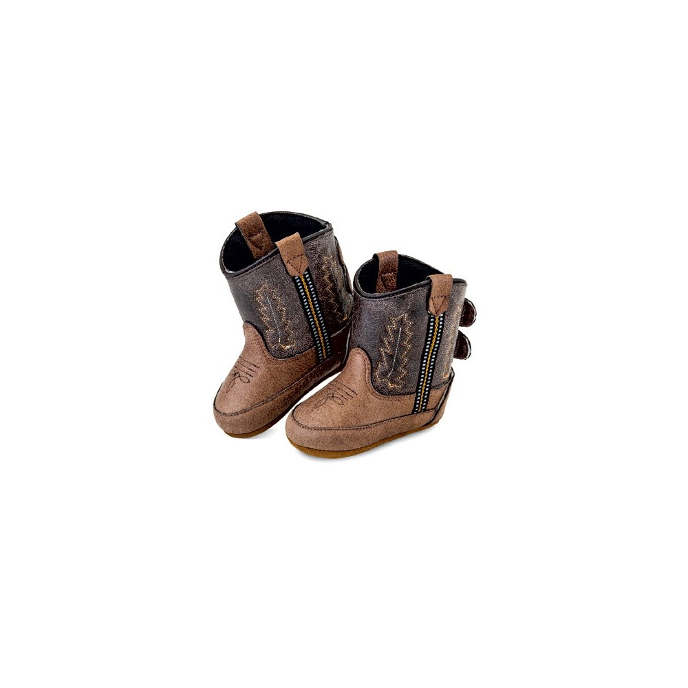 Jama Old West Poppets - Infant Boots 10102 Tan Vintage Crackle Foot/Brown Crackle Shaft Boots