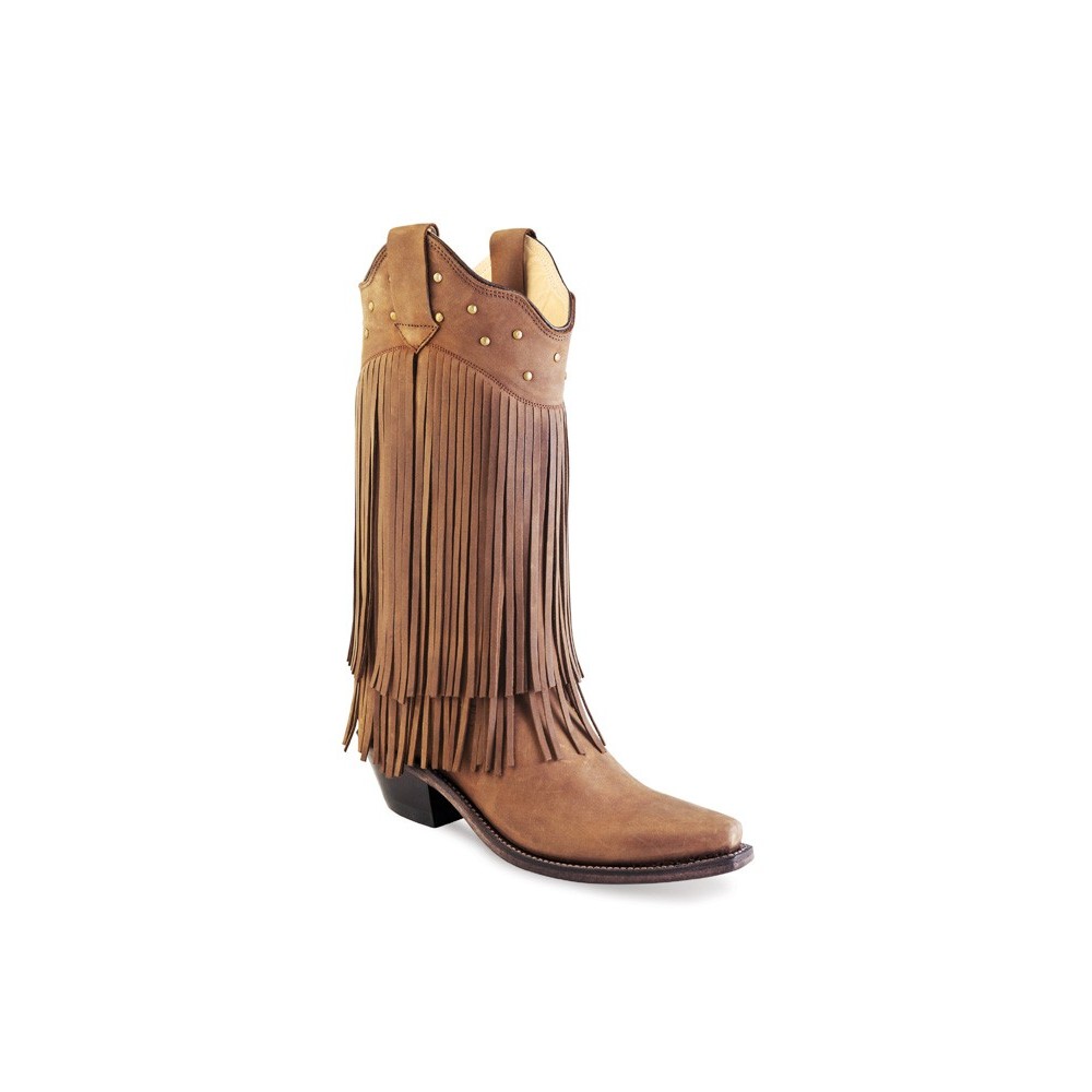 Old West LF1585 Chocolate Nubuck Fringed Ladies boots