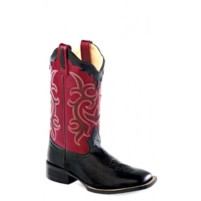 Old West 18103 Black/Red Ladies Broad Square Toe