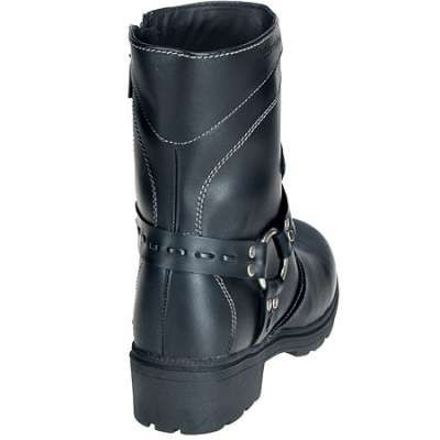 Milwaukee Boots: Women's Daredevil Black Leather Motorcycle Boots MVB239