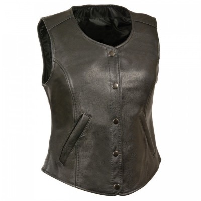 Ladies leather vest PLAIN- 3089