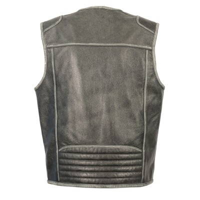 Men’s Vintage Distressed GREY Zipper Front Vest